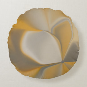 Elegant Abstract Yellow White Petal Corner Floral Round Cushion