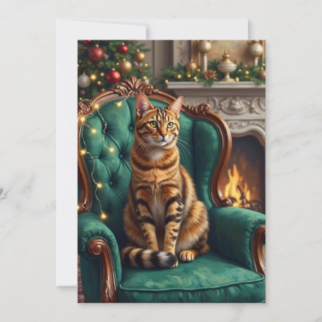 Elegant Abyssinian Cat Regal Holiday Portrait Art (Front)