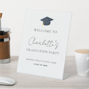 Elegant Academic Graduate Recognition Party Pedestal Sign