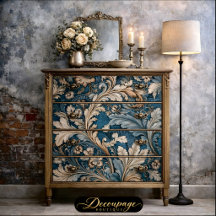 Elegant Acanthus Leaf Tea/Taupe Baroque Decoupage