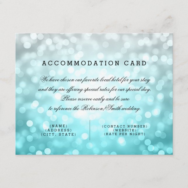 Elegant Accommodation Beach Ombre Glitter Lights Enclosure Card (Front)