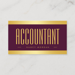 Elegant Accountant Burgundy And Gold Business Card