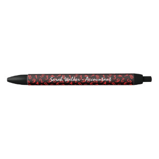 Elegant Accountant Numbers White Red Black Pattern Ink Pen