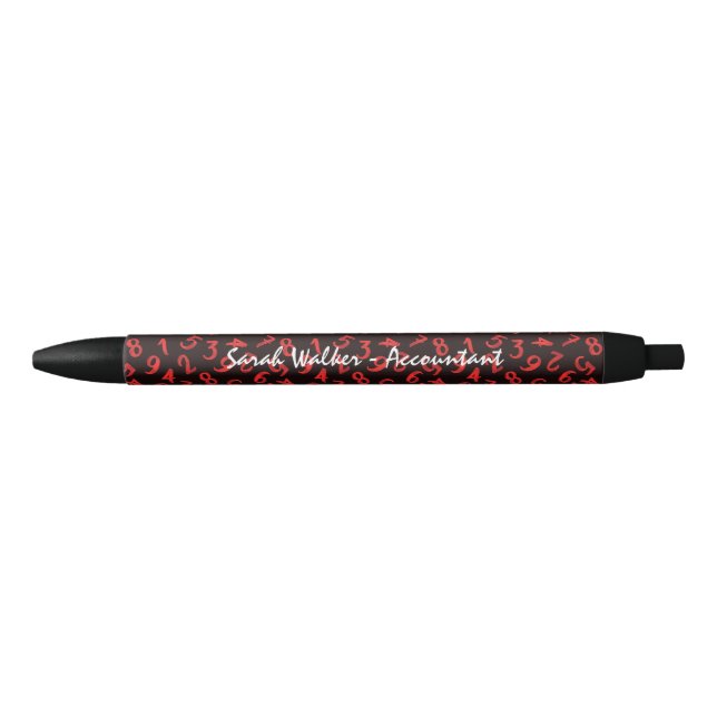 Elegant Accountant Numbers White Red Black Pattern Ink Pen (Front)