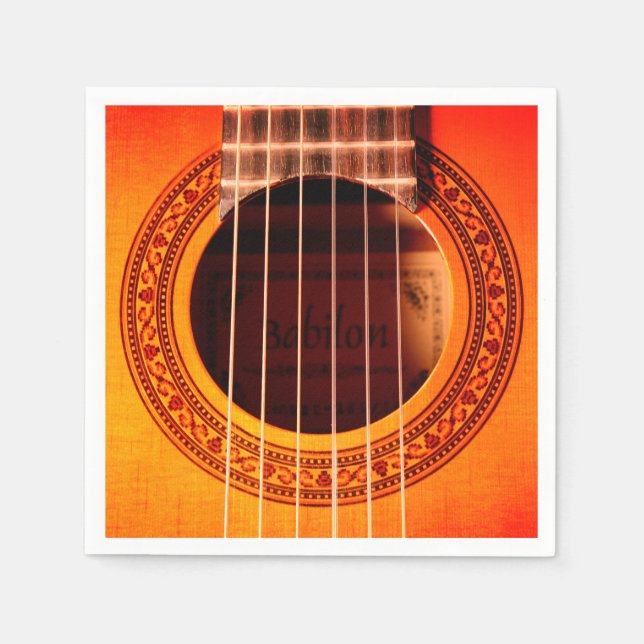 Elegant Acoustic Guitar Music Paper Napkin (Front)