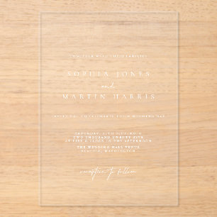 Elegant Acrylic Minimalist Wedding Invitation