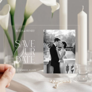 Elegant Acrylic Save the Date Photo Wedding  Invitations