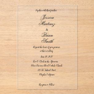 Elegant Acrylic Wedding Invitation
