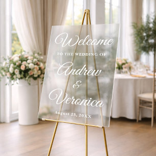 Elegant Acrylic Wedding Welcome Sign Script Names