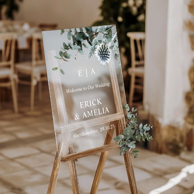 Elegant Acrylic Wedding Welcome Sign with Thistle  (Creator Uploaded)