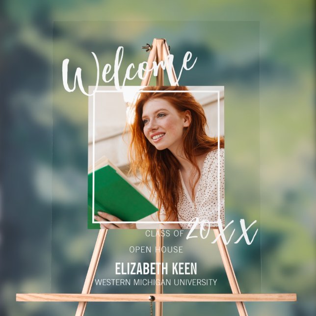 Elegant Acrylic Welcome Sign | Custom Photo & Text (Neutral)