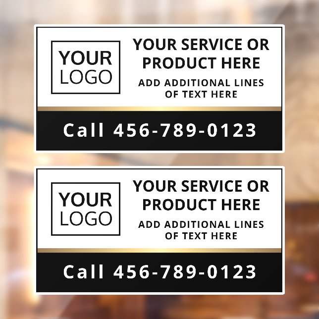 Elegant add logo black and white business service  window cling (Sheet 2)