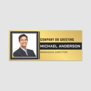 Elegant & Add Logo Corporate Professional Employee Name Tag