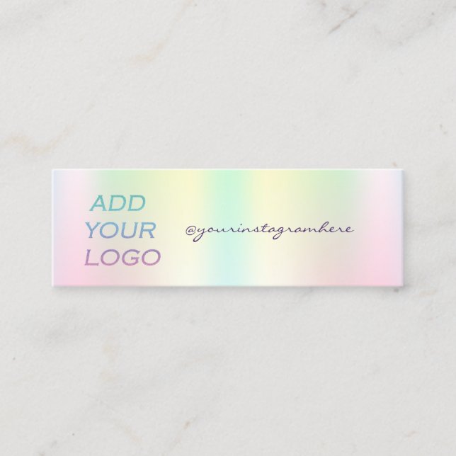 Elegant Add Your Logo Holographic Mini Business Card (Front)