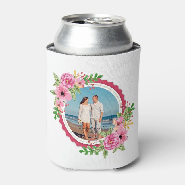 Elegant Add Your Own Photo Wedding Can Cooler (Can Front)