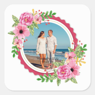 Elegant Add Your Own Photo Wedding Sticker Seal