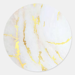Elegant Add Your Text Gold Marble Blank Template Classic Round Sticker