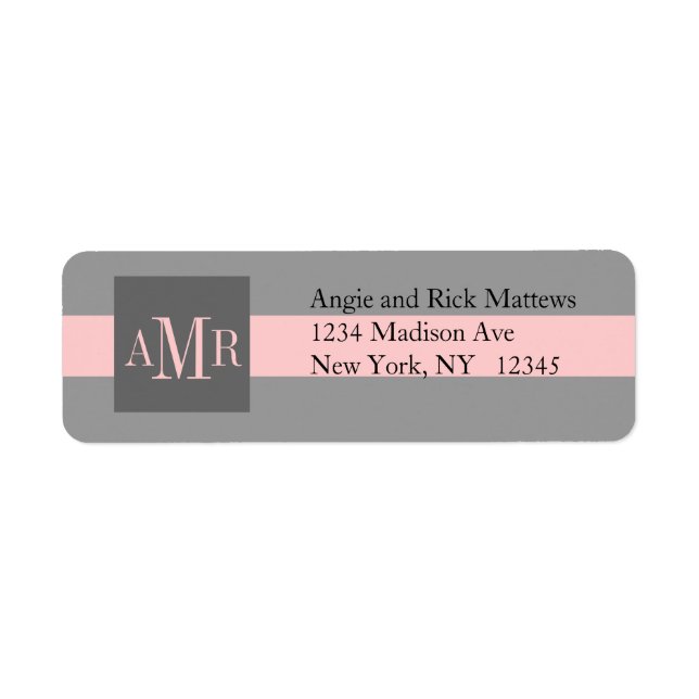 Elegant Address Labels Three Monograms Weddings (Front)