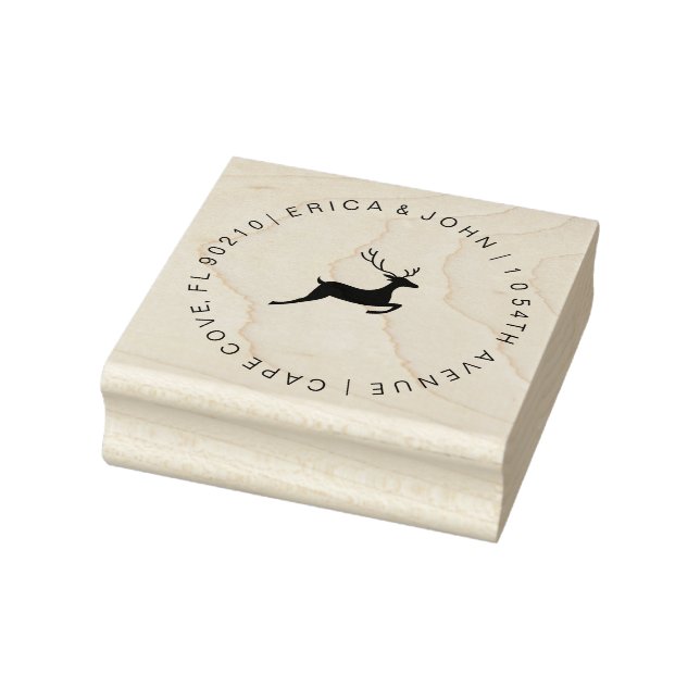 Elegant address rubber stamp, Reindeer, stag Rubber Stamp (Stamp)