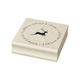 Elegant address rubber stamp, Reindeer, stag Stamp