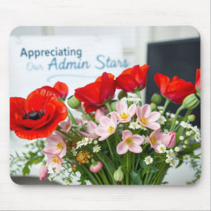 Elegant Admin Day Floral Thank You Design Mouse Mat