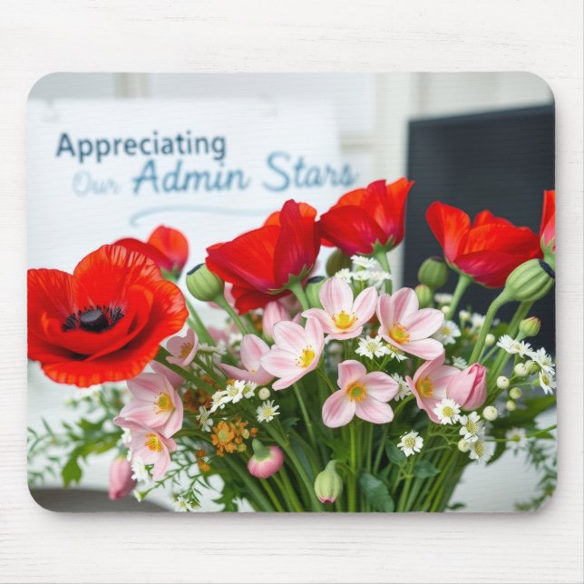 Elegant Admin Day Floral Thank You Design Mouse Mat (Front)