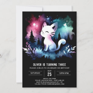 Elegant Adorable Cat Birthday Invitation