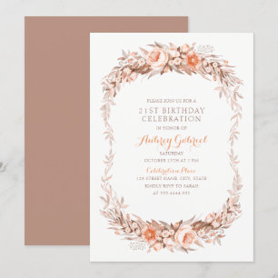 Elegant Adult 21st Birthday Party Floral Fall Invitation