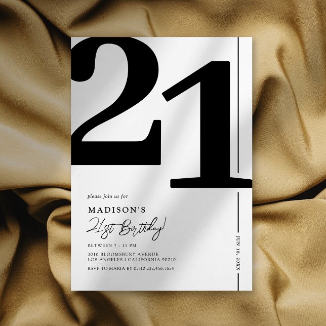 Elegant Adult 21st Birthday Party Invitation (Creator Uploaded)