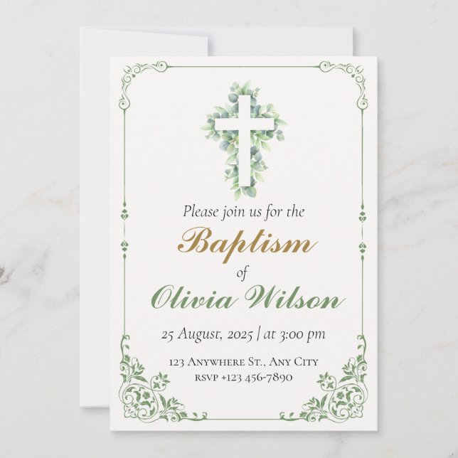 Elegant Adult Baptism Invitation (Front)