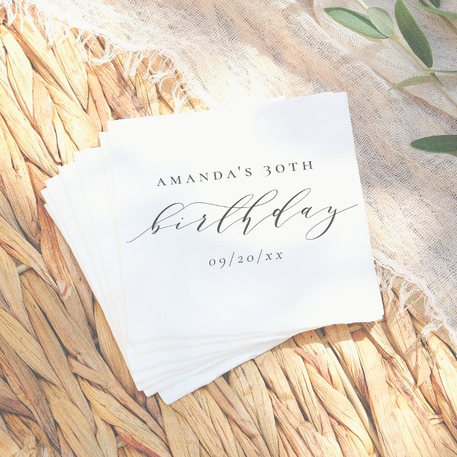 Elegant Adult Birthday Script Calligraphy  Napkin (Creator Uploaded)