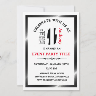 Elegant Adult Chef Cook Party Custom Invitation