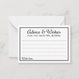 Elegant Advice and Wishes Mr and Mrs Wedding Card