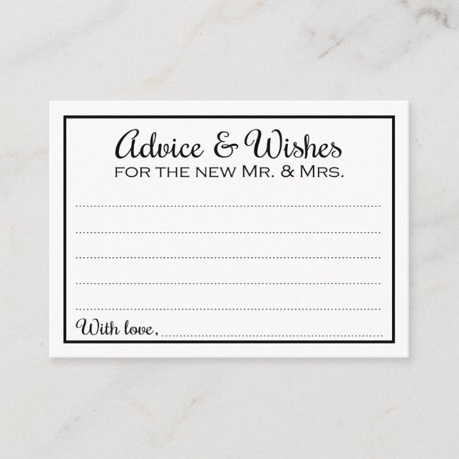 Elegant Advice and Wishes Mr and Mrs Wedding Card (Front)