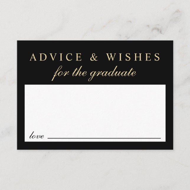 Elegant Advice For Grad Black Gold Graduation Enclosure Card (Front)
