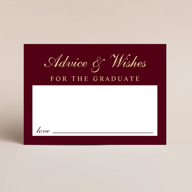 Elegant Advice For Grad Burgundy Gold Graduation Enclosure Card (Creator Uploaded)