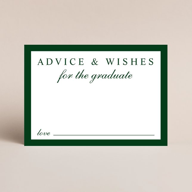 Elegant Advice For Grad Green Gold Graduation Enclosure Card (Creator Uploaded)