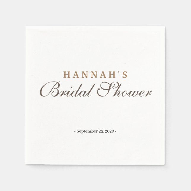 Elegant & Aesthetic Golden & Silver Bridal Shower Napkin (Front)