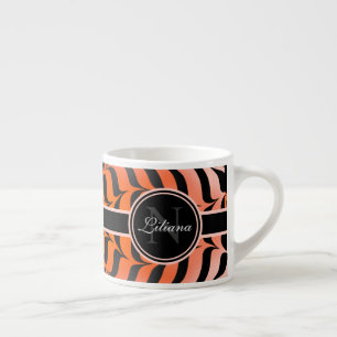 Elegant Aesthetic Orange & Black Tiger Skin Print Espresso Cup