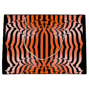 Elegant Aesthetic Orange & Black Tiger Skin Print Large Gift Bag