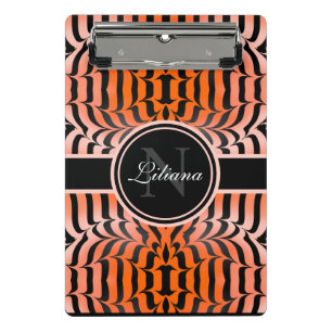 Elegant Aesthetic Orange & Black Tiger Skin Print Mini Clipboard