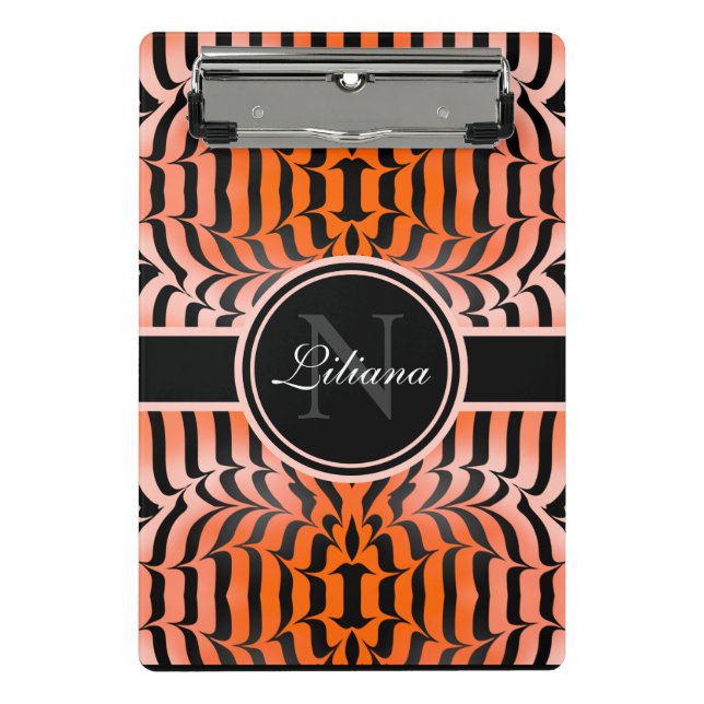 Elegant Aesthetic Orange & Black Tiger Skin Print Mini Clipboard (Front)