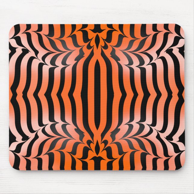 Elegant Aesthetic Orange & Black Tiger Skin Print Mouse Mat (Front)