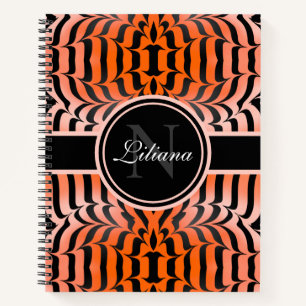 Elegant Aesthetic Orange & Black Tiger Skin Print Notebook