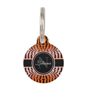 Elegant Aesthetic Orange & Black Tiger Skin Print Pet Tag