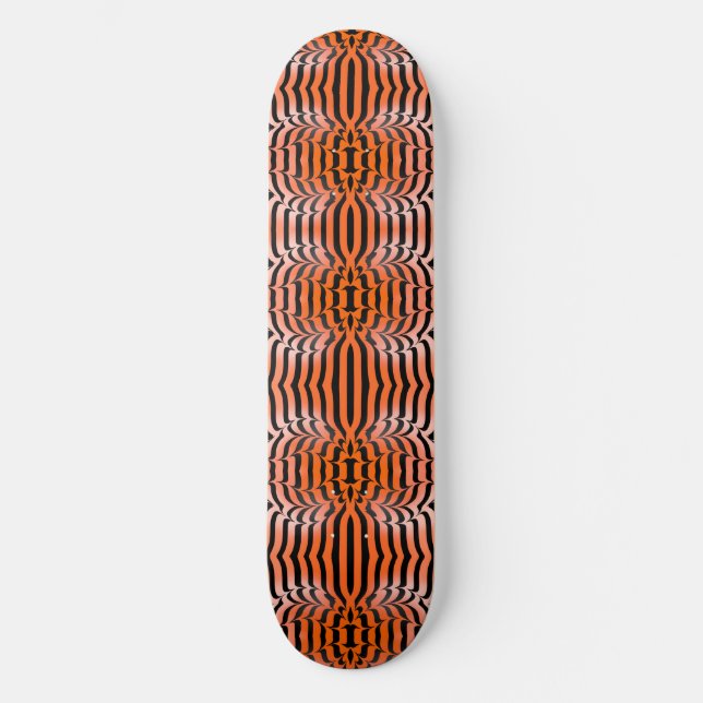 Elegant Aesthetic Orange & Black Tiger Skin Print Skateboard (Front)