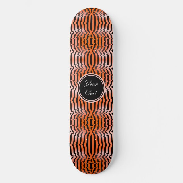Elegant Aesthetic Orange & Black Tiger Skin Print Skateboard (Front)