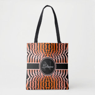 Elegant Aesthetic Orange & Black Tiger Skin Print Tote Bag