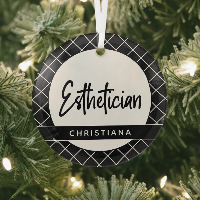 Elegant Aesthetician Beautician Personalised  Glass Tree Decoration (Insitu)