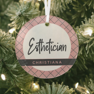 Elegant Aesthetician Beautician Personalised  Glass Tree Decoration